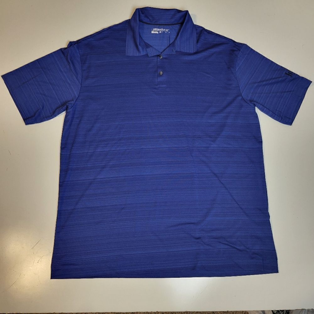 XL NIKE GOLF MEN'S DRI-FIT WICK BLUE BLACK SHORT SLEEVE POLO SHIRT EXTRA LARGE
